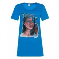 Сорочка , размер 48, голубой, мультиколор Tusi