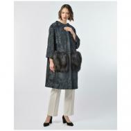 Пальто , каракуль, силуэт прямой, карманы, размер 44, синий Manakas Frankfurt