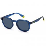 Солнцезащитные очки , круглые, для мужчин, синий/синий Polaroid