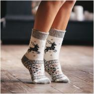 Носки , размер 38-40, белый, серый, бежевый, коричневый Бабушкины носки