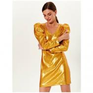 Платье , вечернее, трапециевидный силуэт, мини, подкладка, размер 46, золотой DANYA