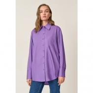 Блуза  , классический стиль, свободный силуэт, длинный рукав, однотонная, размер S, фиолетовый Baon