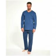 Пижама , футболка, брюки, размер L, голубой Cornette