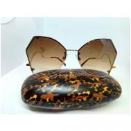 Солнцезащитные очки , бабочка, оправа: металл, с защитой от УФ, для женщин, коричневый Ana Hickmann