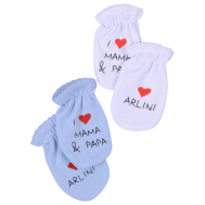 Рукавички для новорожденных, , CA-02-AR, белые-голубые, 2 шт ARLINI