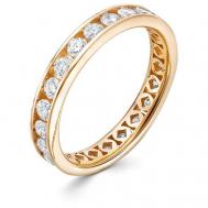 Кольцо обручальное , красное золото, 585 проба, родирование, бриллиант, размер 17, бесцветный Vesna jewelry