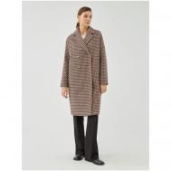 Пальто-кокон   демисезонное, шерсть, силуэт прямой, средней длины, размер 44/170, мультиколор Pompa