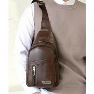 Рюкзак  кросс-боди , внутренний карман, коричневый ПолеЗняшки