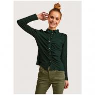 Блуза  , повседневный стиль, полуприлегающий силуэт, длинный рукав, без карманов, однотонная, размер XS, зеленый NUMPH