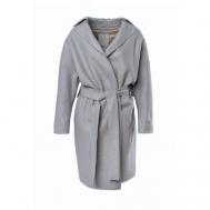 Пальто  , шерсть, силуэт свободный, средней длины, размер 48, серый Natalija Jansone