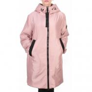 куртка  демисезонная, силуэт свободный, капюшон, карманы, размер 54, розовый Фабричный Китай