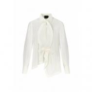 Рубашка  , повседневный стиль, свободный силуэт, длинный рукав, баска, размер 44, белый SONIA SPECIALE
