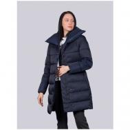 куртка  , демисезон/зима, силуэт полуприлегающий, стеганая, водонепроницаемая, карманы, размер 34/XS, синий HUGO
