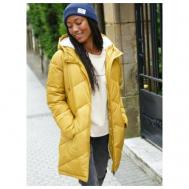 куртка  , демисезон/зима, укороченная, стеганая, водонепроницаемая, карманы, подкладка, капюшон, размер L, желтый Roxy