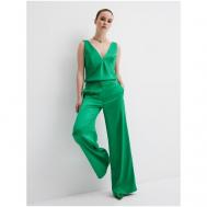 Брюки палаццо  , полуприлегающий силуэт, повседневный стиль, карманы, размер XL, зеленый Yulia'Sway