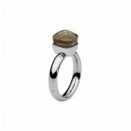 Кольцо , Swarovski Zirconia, размер 18, коричневый, серебряный Qudo