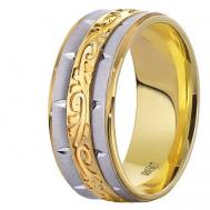Кольцо обручальное , комбинированное золото, 585 проба, размер 18.5 Юверос