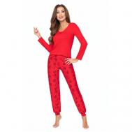 Пижама , размер XL, красный Donna