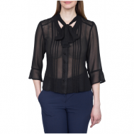 Блуза  , классический стиль, укороченный рукав, полупрозрачная, размер 52, черный Galar