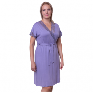 Халат  укороченный, короткий рукав, пояс, размер 52, фиолетовый Litvin