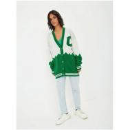 Кардиган, размер 42-48, белый, зеленый Shopmydream