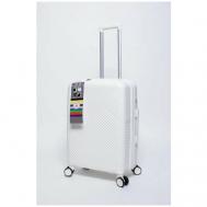 Умный чемодан  Light, полипропилен, усиленные углы, увеличение объема, водонепроницаемый, рифленая поверхность, опорные ножки на боковой стенке, ребра жесткости, 85 л, размер L, белый Impreza