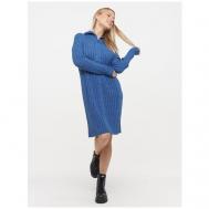 Платье-свитер , в спортивном стиле, полуприлегающее, макси, вязаное, размер 42-44, синий BE YOU