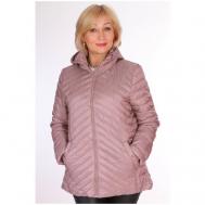 куртка   демисезонная, средней длины, силуэт свободный, ветрозащитная, размер 54, розовый BELLEB