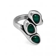 Кольцо , муранское стекло, размер 18, серебряный, зеленый CICLON