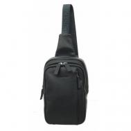 Рюкзак  слинг , натуральная кожа, внутренний карман, регулируемый ремень, синий, черный Bruno Perri