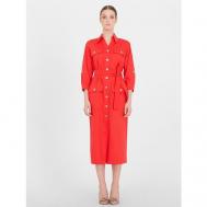 Платье сафари , повседневное, прямой силуэт, миди, карманы, размер 46, красный LO