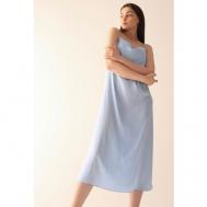 Платье-рубашка , натуральный шелк, миди, размер 44, голубой MONOBASE