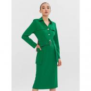 Платье , прилегающее, миди, размер 42, зеленый LO