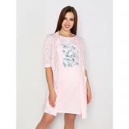 Комплект  для кормления  , халат, сорочка, застежка пуговицы, укороченный рукав, размер 56, розовый Style Margo