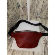 Сумка  поясная  повседневная, натуральная кожа, внутренний карман, красный Elena leather bag