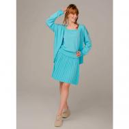Костюм-тройка, кардиган и юбка, классический стиль, свободный силуэт, трикотажный, размер S/M, голубой ManGalilea