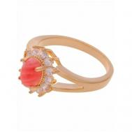 Кольцо помолвочное , фианит, родохрозит, размер 18, розовый Lotus Jewelry