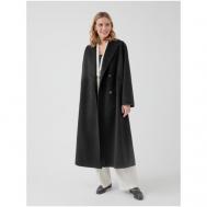 Пальто   демисезонное, шерсть, силуэт трапеция, удлиненное, размер 48/170, черный Pompa