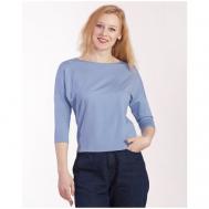Блуза , повседневный стиль, оверсайз, укороченный рукав, трикотажная, размер 46, голубой DEF