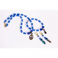 Комплект бижутерии : браслет, колье, серьги, говлит, размер браслета 19 см., размер колье/цепочки 46 см., белый, голубой Angel jewelry