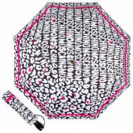 Мини-зонт , автомат, 3 сложения, купол 96 см., 8 спиц, система «антиветер», чехол в комплекте, для женщин, черный, белый Moschino