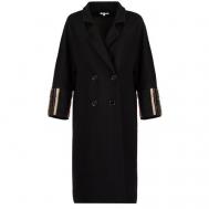 Пальто  , шерсть, силуэт прямой, средней длины, размер 48, черный Hache