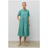Платье-рубашка , повседневное, свободный силуэт, миди, карманы, размер 52, зеленый Baon