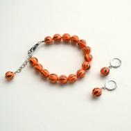 Комплект бижутерии : браслет, серьги, размер браслета 19 см., оранжевый Tularmodel