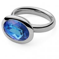 Кольцо , бижутерный сплав, серебрение, кристаллы Swarovski, синий Qudo