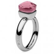 Кольцо , бижутерный сплав, серебрение, розовый, серебряный Qudo