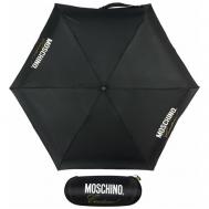 Мини-зонт , механика, 4 сложения, купол 90 см., 6 спиц, чехол в комплекте, для женщин, черный Moschino