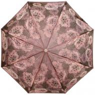 Зонт , полуавтомат, 3 сложения, купол 98 см., 8 спиц, система «антиветер», чехол в комплекте, для женщин, розовый, серый Russian Look