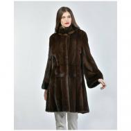 Пальто , норка, силуэт прямой, размер 44, коричневый VINICIO PAJARO