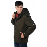 куртка  зимняя, карманы, размер 52, хаки INDACO FASHION